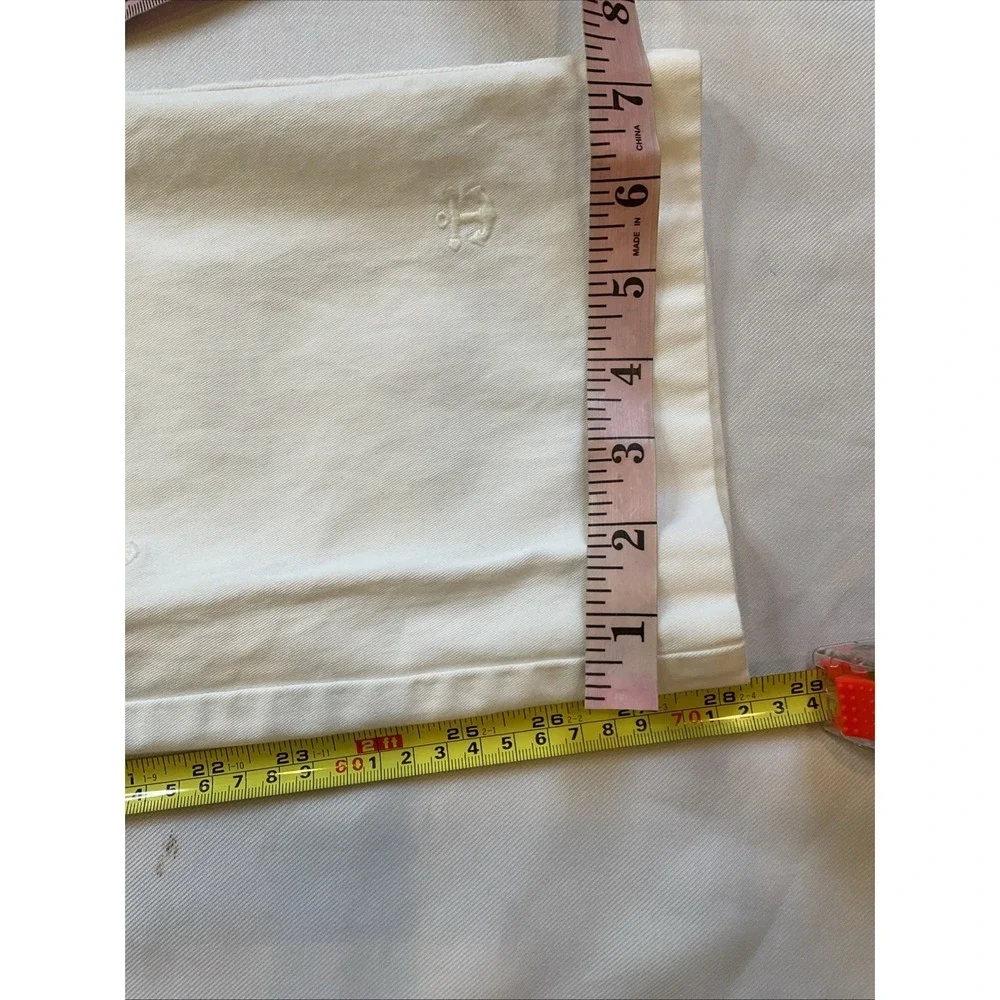 Brooks Brothers White Cotton Chino‎ Pants Embroidered Anchors Size 12 Straight